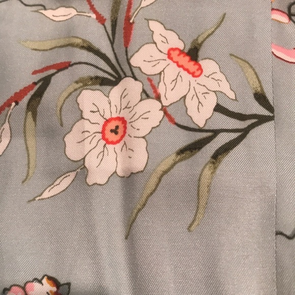 Rebecca Taylor Seafoam Flowers Ruffle Sleeve Belt Tie Midi Dress 4. Silk Blend - Picture 7 of 8